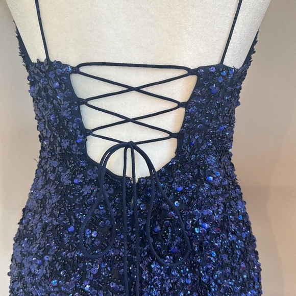 Sherri Hill Long Formal Gown Prom Dress Size 6 Sequin Spaghetti Strap - Picture 6 of 14